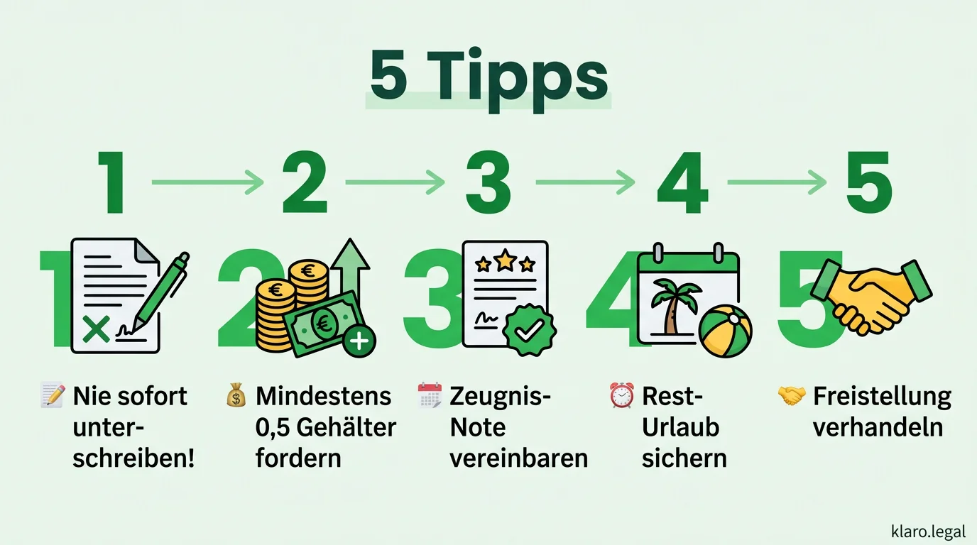 Infografik: 5 Tipps für die Verhandlung des Aufhebungsvertrags