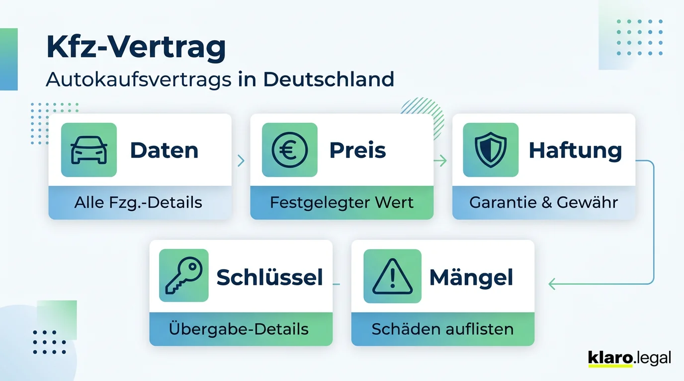 Infografik: Kaufvertrag Auto – Die wichtigsten Klauseln
