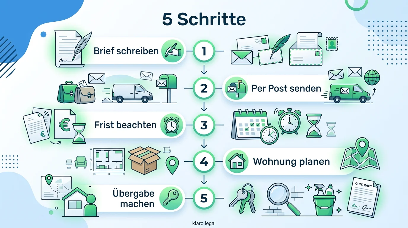 Infografik: 5 Schritte zur Kündigung des Mietvertrags