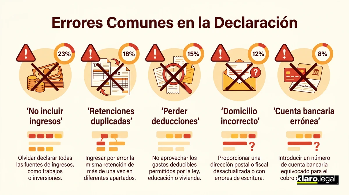 Infografía: Errores frecuentes en la Declaración de la Renta y cómo evitarlos