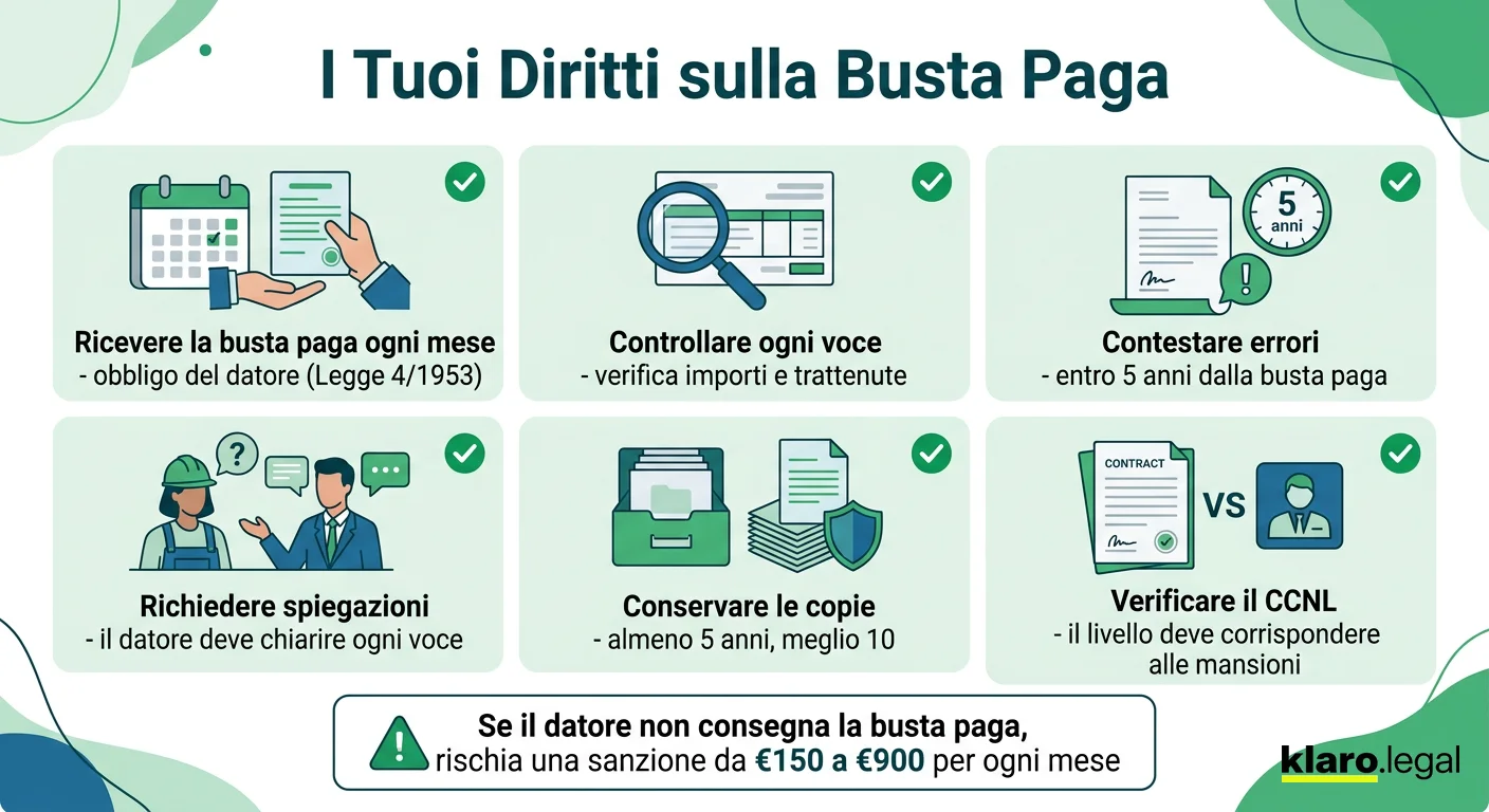 I tuoi diritti come lavoratore riguardo alla busta paga — infografica